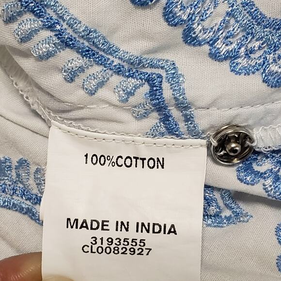 eShakti Wayward Fancies Floral Embroidered Fan Flare Sleeve Tunic Peasant L-14 - Picture 7 of 13